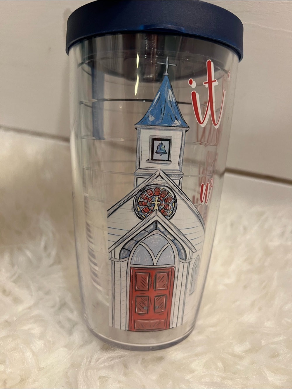 tervis Clear Travel Tumbler “It is well with my soul” beautiful church art 16oz